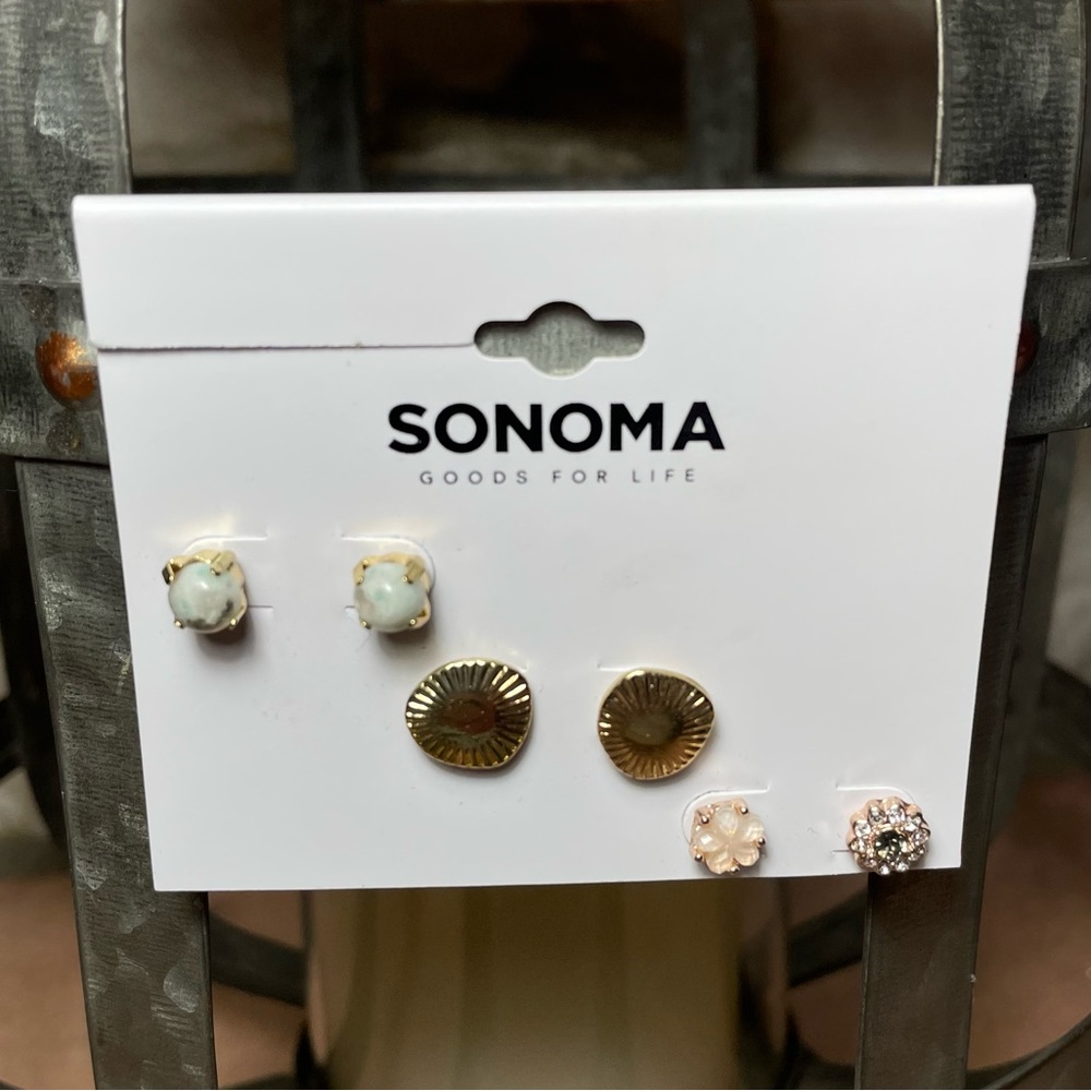 NWT SONOMA 3 PAIRS OF EARRINGS